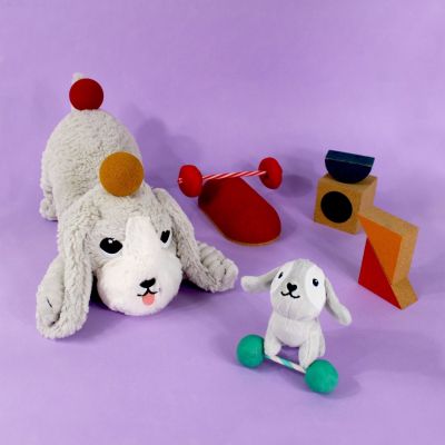 Peluche Toutou maman et bébé Les Ptipotos Gris clair (34 cm)