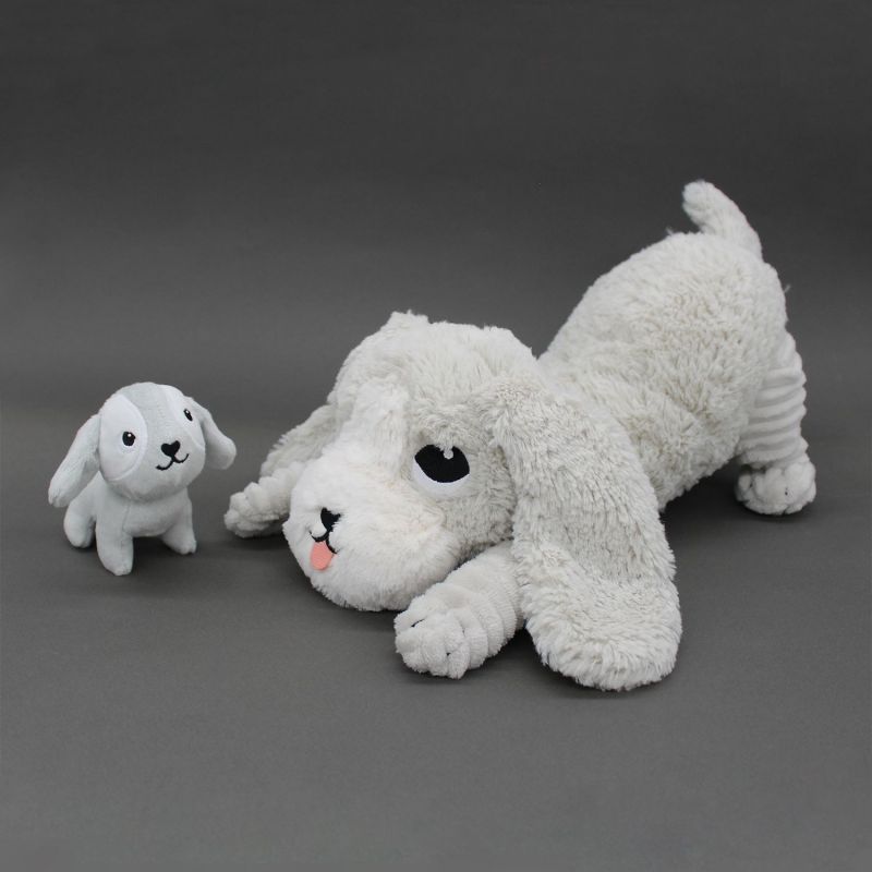 Peluche Chien maman et bébé Les Ptipotos Gris clair (34 cm) Les Déglingos Ambiance 7