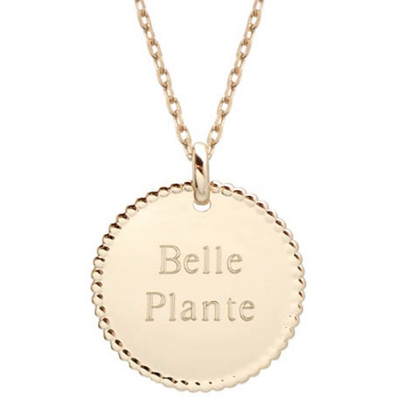 Collier médaille perlée chaîne 45 cm personnalisable (plaqué or) Petits trésors