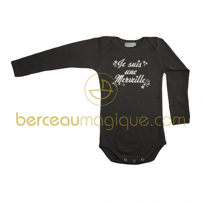 Body taupe manches longues Je suis une merveille 