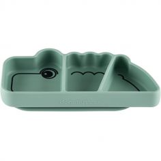 Assiette à compartiments antidérapante silicone Croco vert