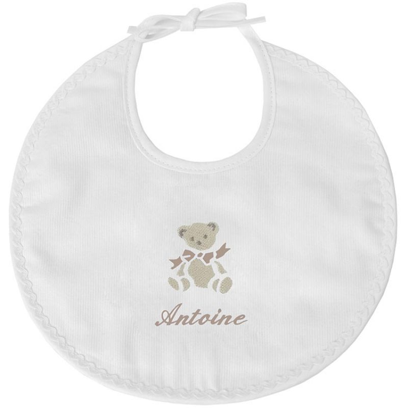 Bavoir de naissance Ours taupe (personnalisable) ANVIE
