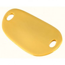 Bracelet empreinte galet carré 2 trous sur double chaîne 18 cm (or jaune 750°)   par Les Empreintes