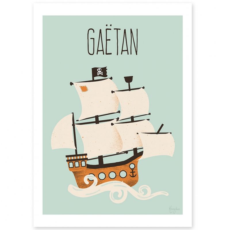 Affiche A4 Le bateau pirate (personnalisable) Kanzilue