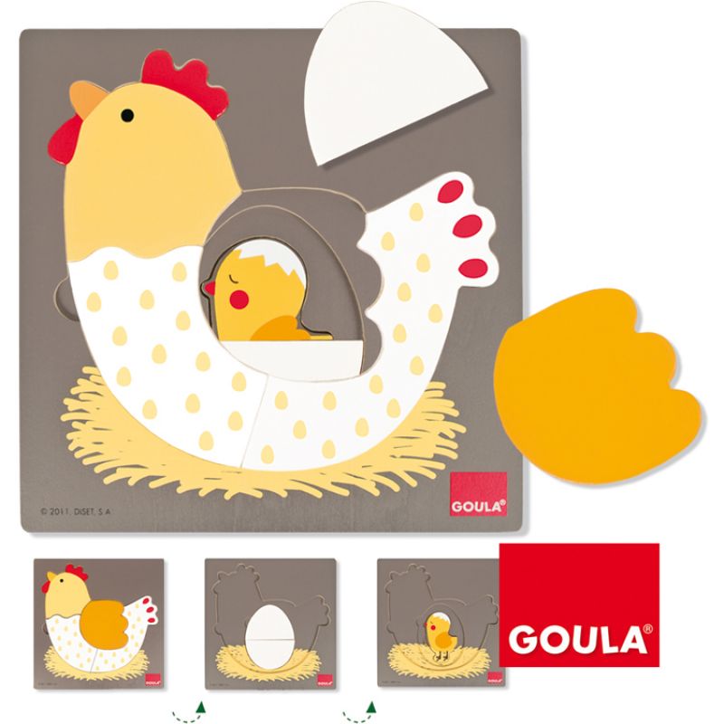 Puzzle à encastrement 3 niveaux Poule Goula