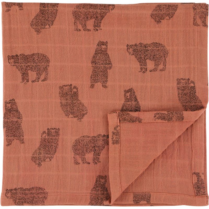 Lot de 2 langes en mousseline de coton bio Brave Bear (110 x 110 cm) Trixie