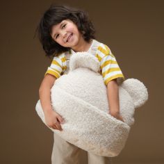 Coussin 2 en 1 Teddy Cream White molletonné