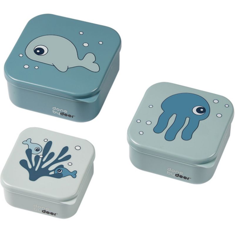 Lot de 3 boîtes à goûter Sea Friends bleu Done by Deer