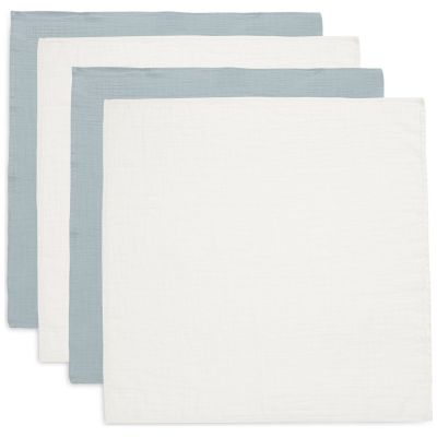 Lot de 4 langes en coton Sea Green/Ivory (70 x 70 cm)  par Jollein