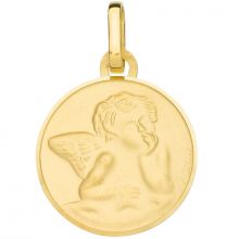 Médaille ronde Ange 15 mm (or jaune 375°)  par Berceau magique bijoux