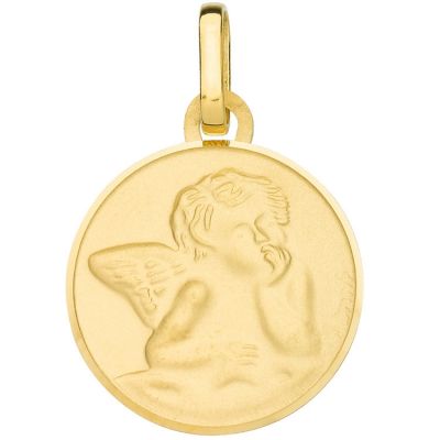 Médaille ronde Ange 15 mm (or jaune 375°) Berceau magique bijoux