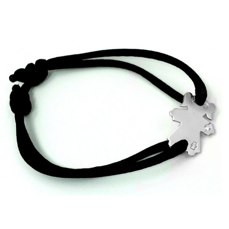 Bracelet cordon petite fille ou petit garçon bracelet diamant 17 mm (or blanc 750°) Loupidou