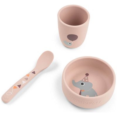 Coffret premier repas ventouse Celebration Rose