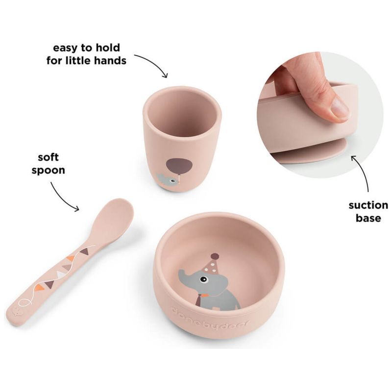 Coffret premier repas ventouse Celebration Rose Done by Deer Produit 3