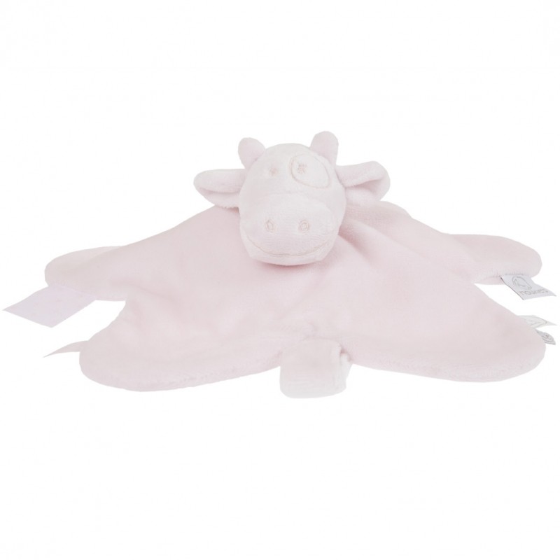 Doudou plat Lola la vache rose cocon Tidou (34 cm) Noukie's