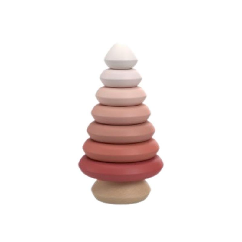 Pyramide en bois à empiler rose (18 cm) Cam Cam Copenhagen