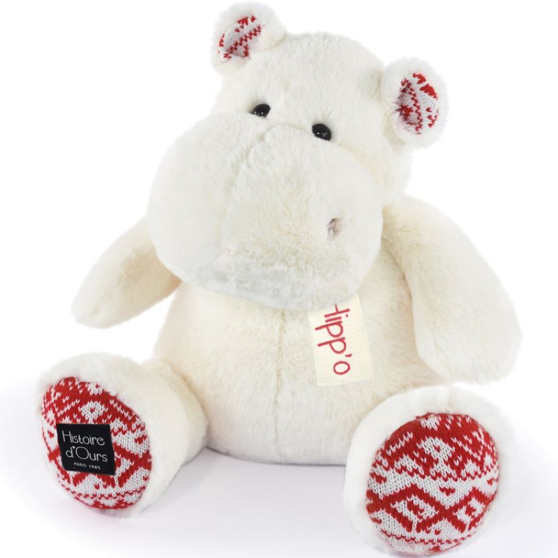 Peluche Hippo blanc Noël (40 cm) Histoire d'Ours