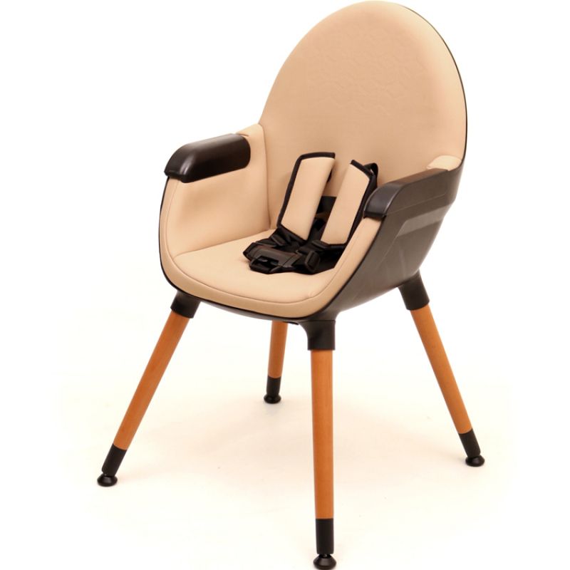 Chaise haute évolutive Confort noir et camel AT4