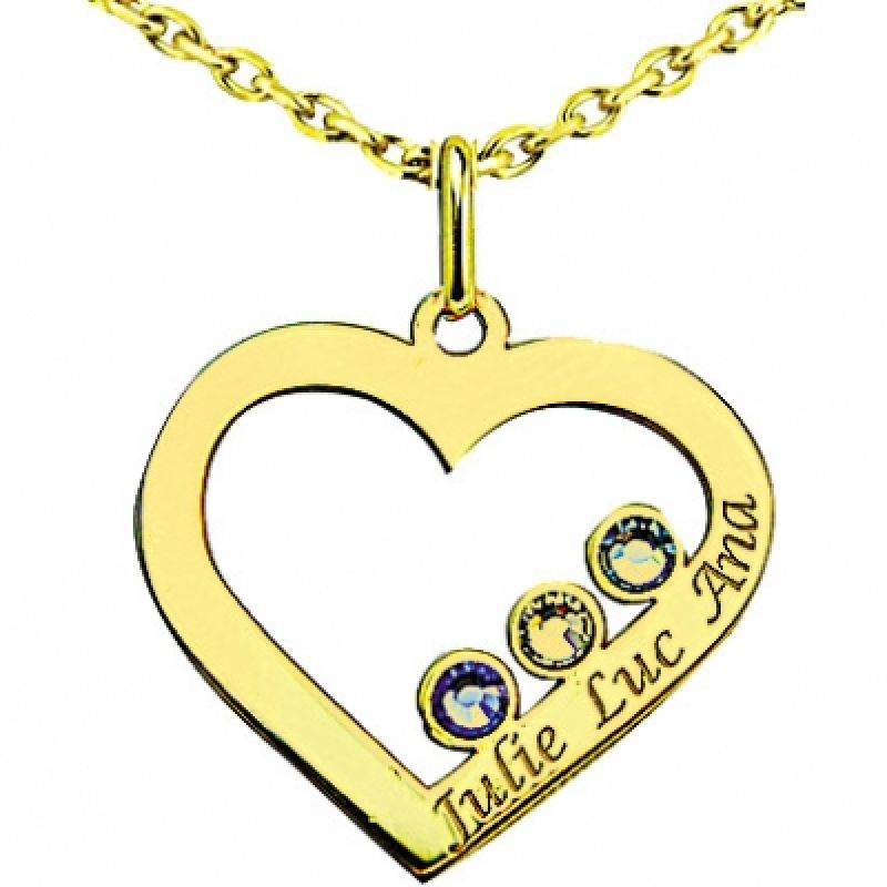 Pendentif coeur avec Swarovski (or jaune 375°) Louis de l'Ange