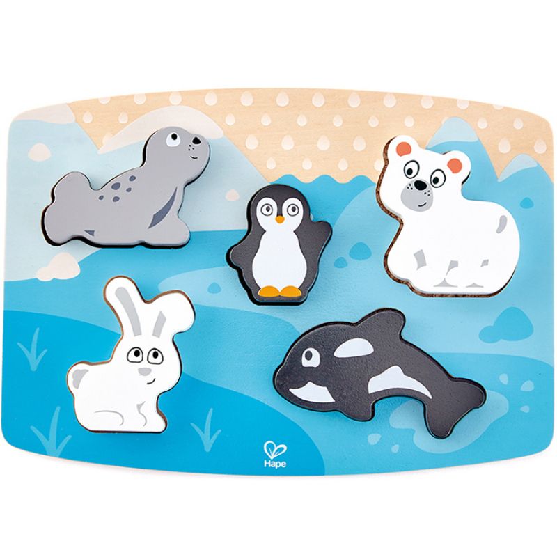 Puzzle à encastrement tactile animaux polaires (5 pièces) Hape