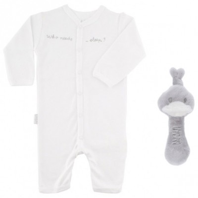 Coffret cadeau bébé combinaison et hochet BAMBAM