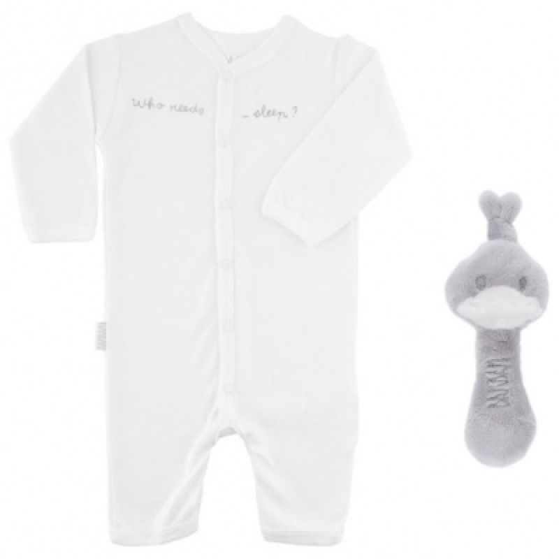 Coffret cadeau bébé combinaison et hochet BAMBAM