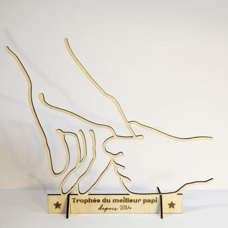 Trophée du meilleur papi en bois (personnalisable) Minoé