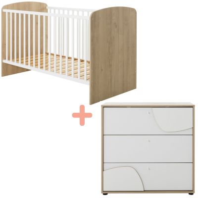 Duo Lit 70x140 et Commode 3 tiroirs Châtaignier naturel Basile Galipette