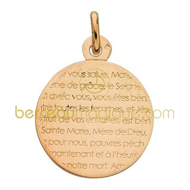 Médaille prière Je vous salue Marie (or jaune 750°) Berceau magique bijoux