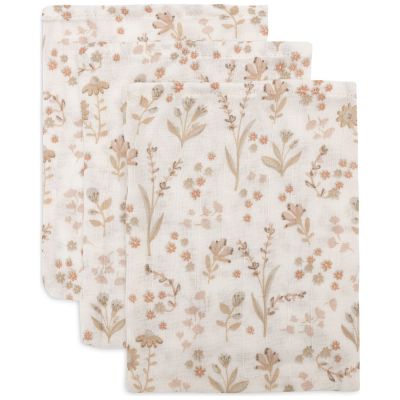 Lot de 3 gants de toilette en gaze de coton Bloomy  par Jollein