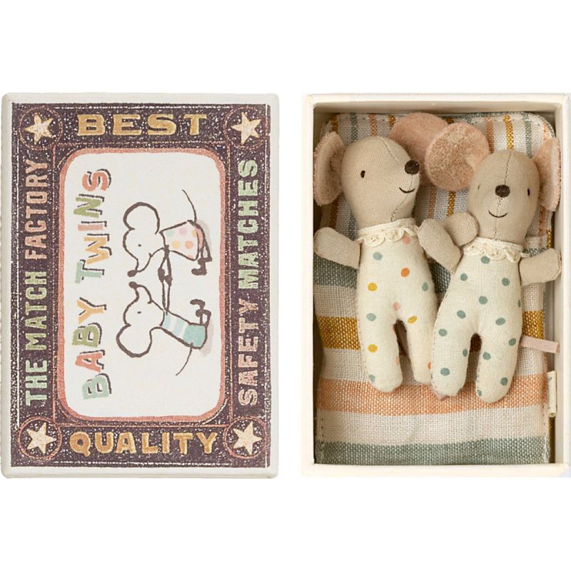 Jumeaux Bébés Souris et leur boîte assortie Maileg