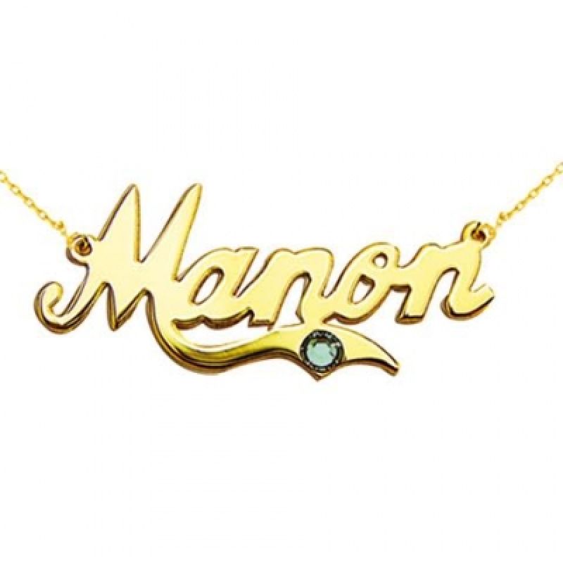 Collier prénom police Cola avec Swarovski (or jaune 375°) Louis de l'Ange
