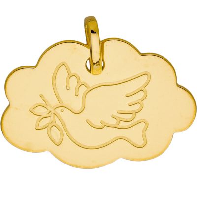 Pendentif nuage Colombe (or jaune 375°) Berceau magique bijoux
