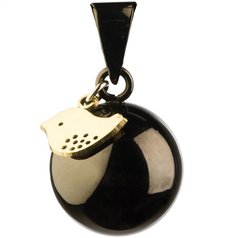Bola noir avec oiseau doré Bola