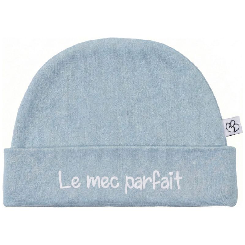 Bonnet doublé pur coton Le mec parfait bleu grisé BB & Co Produit 1