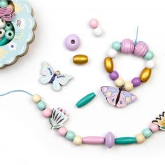 Coffret perles bois papillon