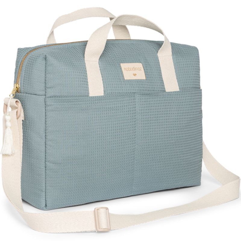 Sac à langer nid d'abeille Gala Stone Blue Nobodinoz Produit 1 grande taille