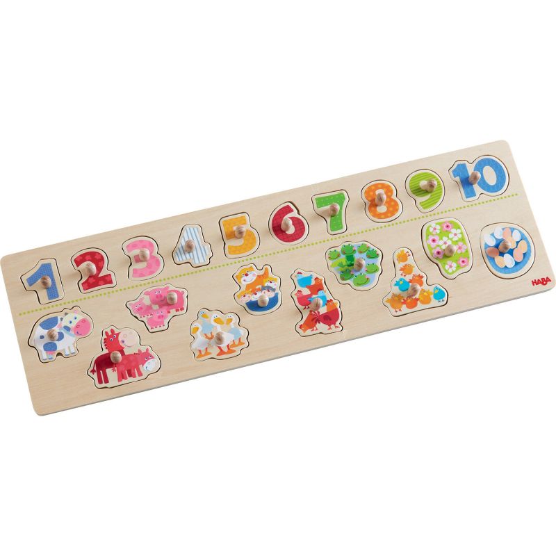 Puzzle d'encastrement Animaux et chiffres Haba