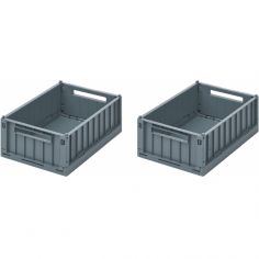 Lot de 2 petites caisses de rangement Weston S Whale blue - Liewood