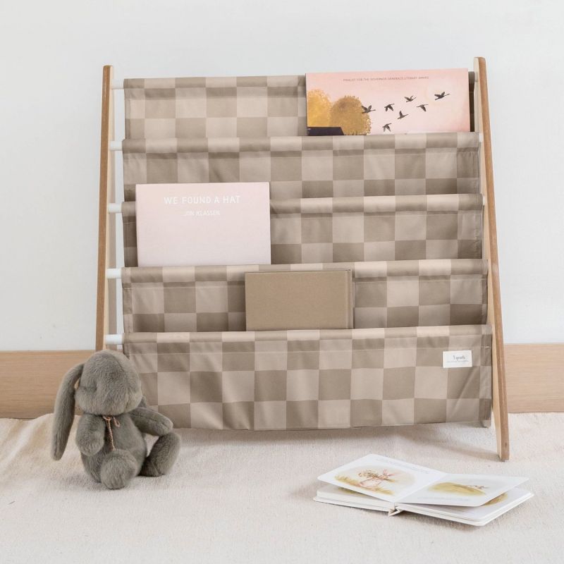 Bibliothèque en tissu recyclé Damier beige 3 sprouts Ambiance 3
