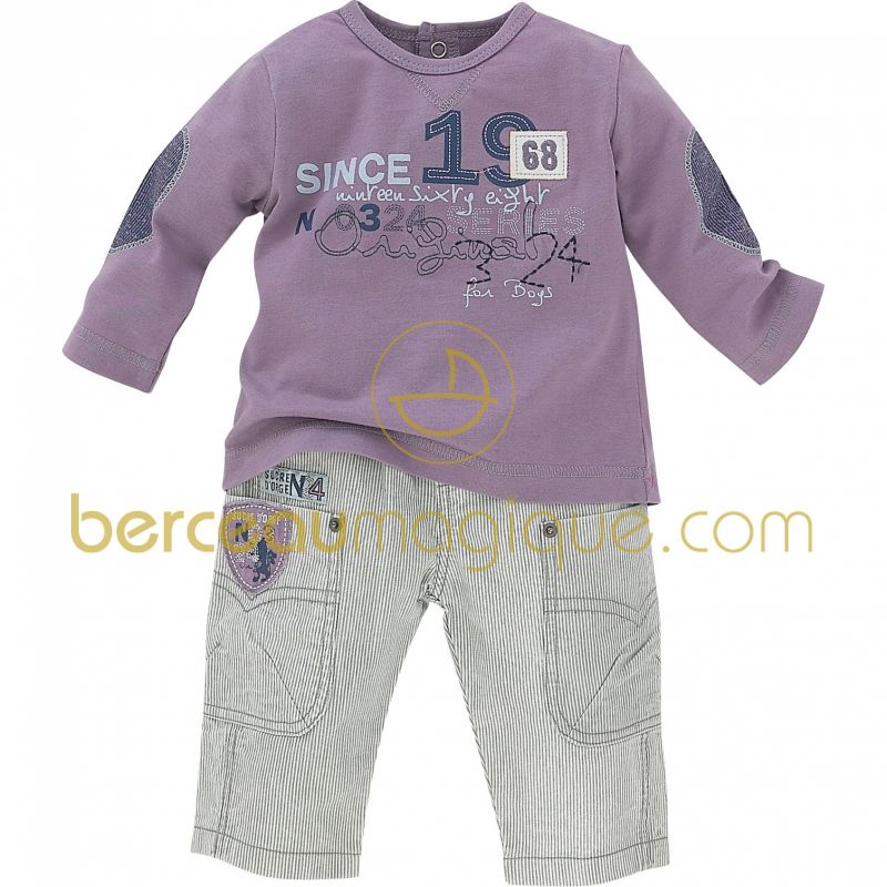 Ensemble T-shirt et pantalon Aquarelle bleue (6 mois au 24 mois) Sucre d'orge