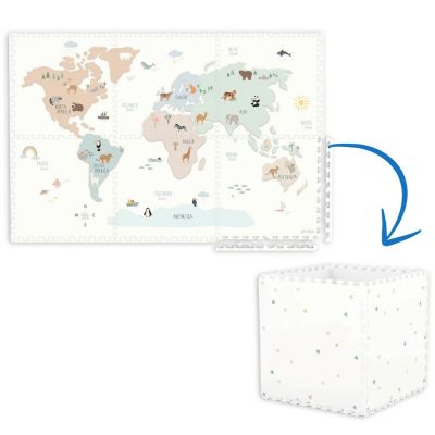 Tapis puzzle 3 en 1 Tiloo Worldmap (120 x 180 cm) Play&Go