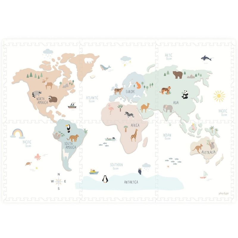 Tapis de jeu réversible 2 en 1 EEVAA Worldmap (120 x 180 cm) Play&Go Produit 3