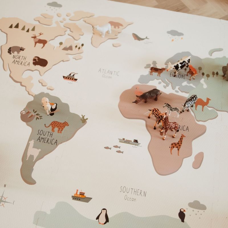 Tapis de jeu réversible 2 en 1 EEVAA Worldmap (120 x 180 cm) Play&Go Ambiance 9
