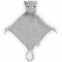 Doudou attache sucette hippopotame tricot gris  par Jollein
