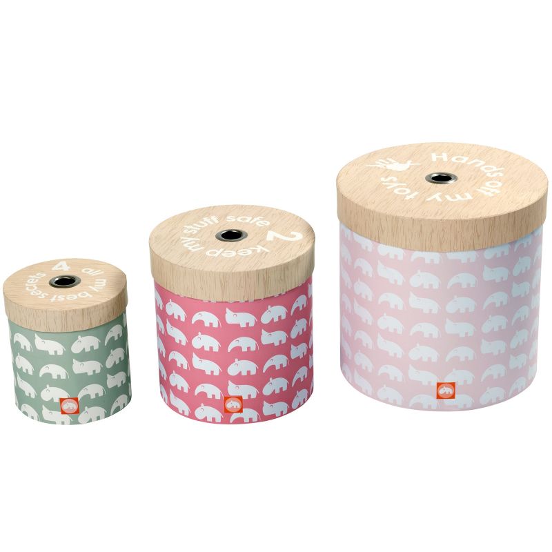 Lot de 3 boîtes de rangement rondes rose Done by Deer