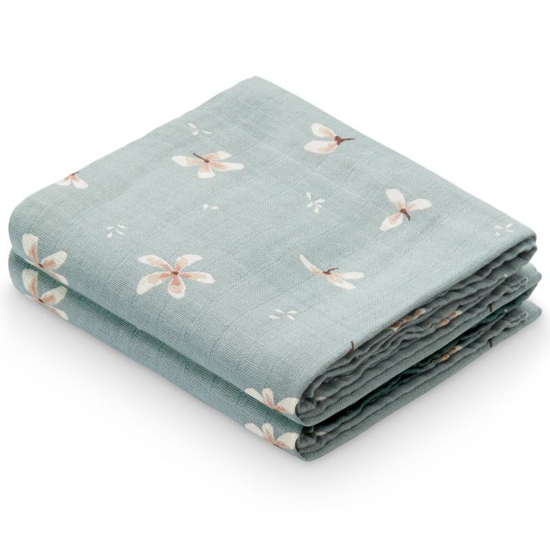 Lot de 2 langes en coton bio Windflower Blue (70 x 70 cm) Cam Cam Copenhagen