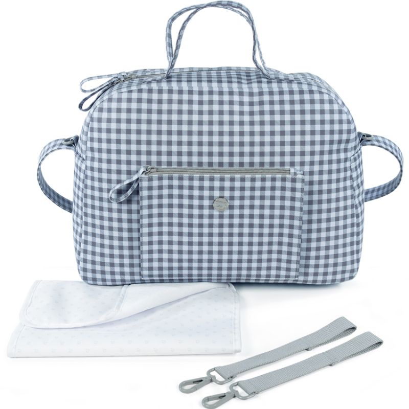 Sac à langer Together Vichy bleu et gris Pasito a pasito