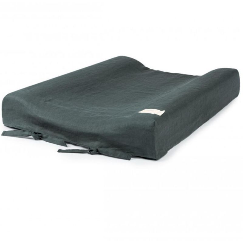 Matelas à langer avec housse Lin français green blue Nobodinoz