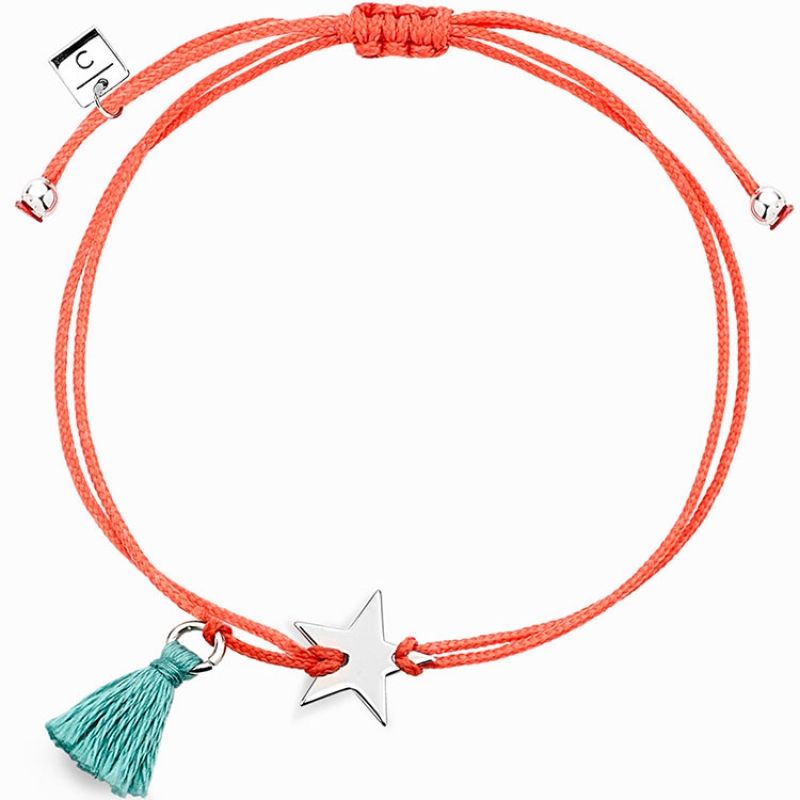 Bracelet cordon corail Mini Coquine étoile (argent 925°) Coquine
